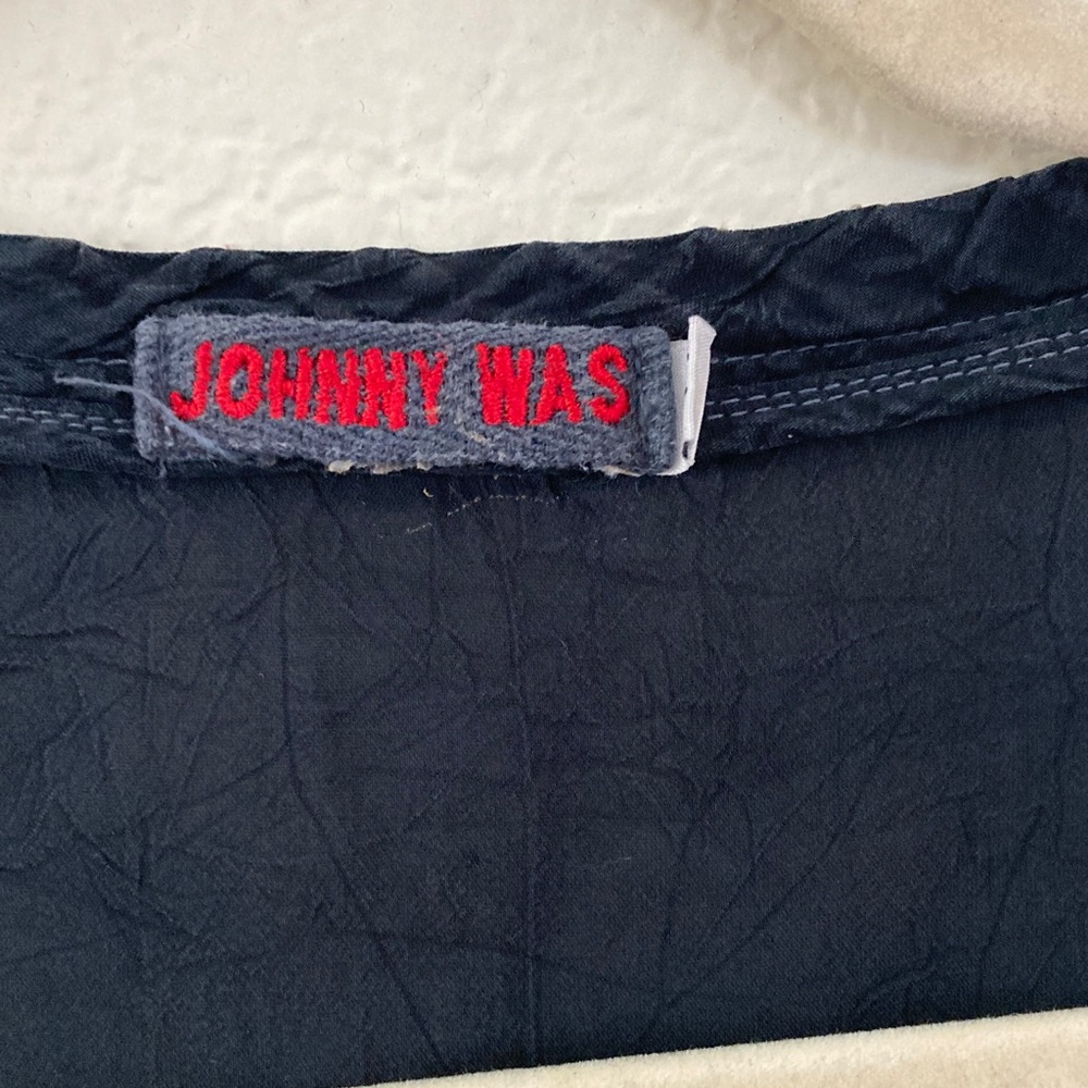 Johnny Was Black Blouse Embroidery 3/4 sleeves boho oversized 20x28 M - Picture 2 of 7